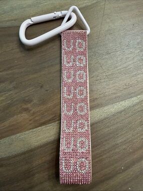 Urban Outfitters Pink Rhinestone Carabiner Keychain Wristlet Strap